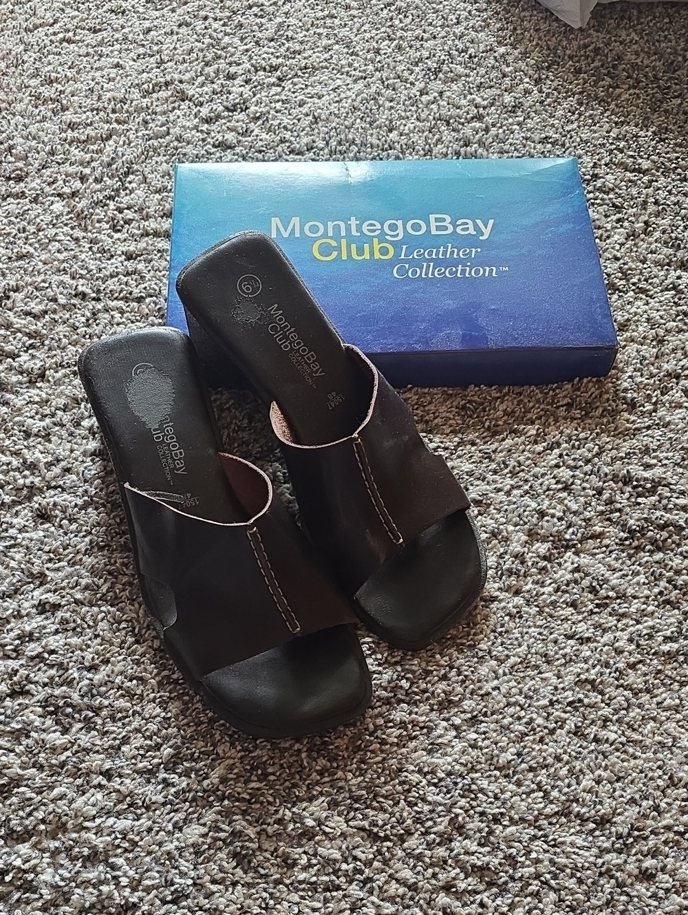 Montego Bay Club Brown Leather Slide Sandals